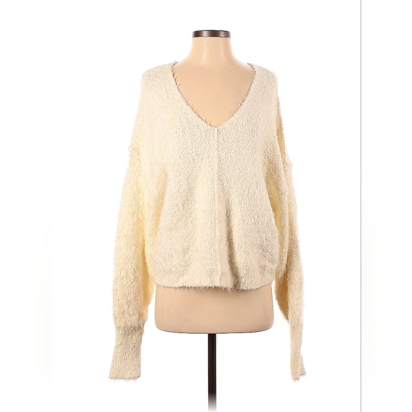 Free People Icing V Pullover Ivory XS - Picture 2 of 3